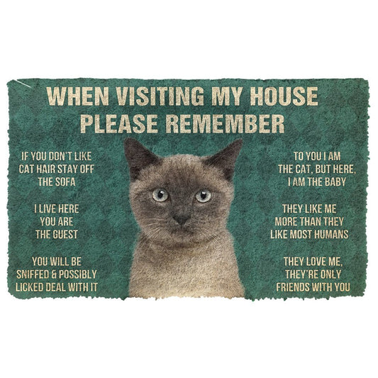 3D Please Remember Siamese Cat House Rules Doormat