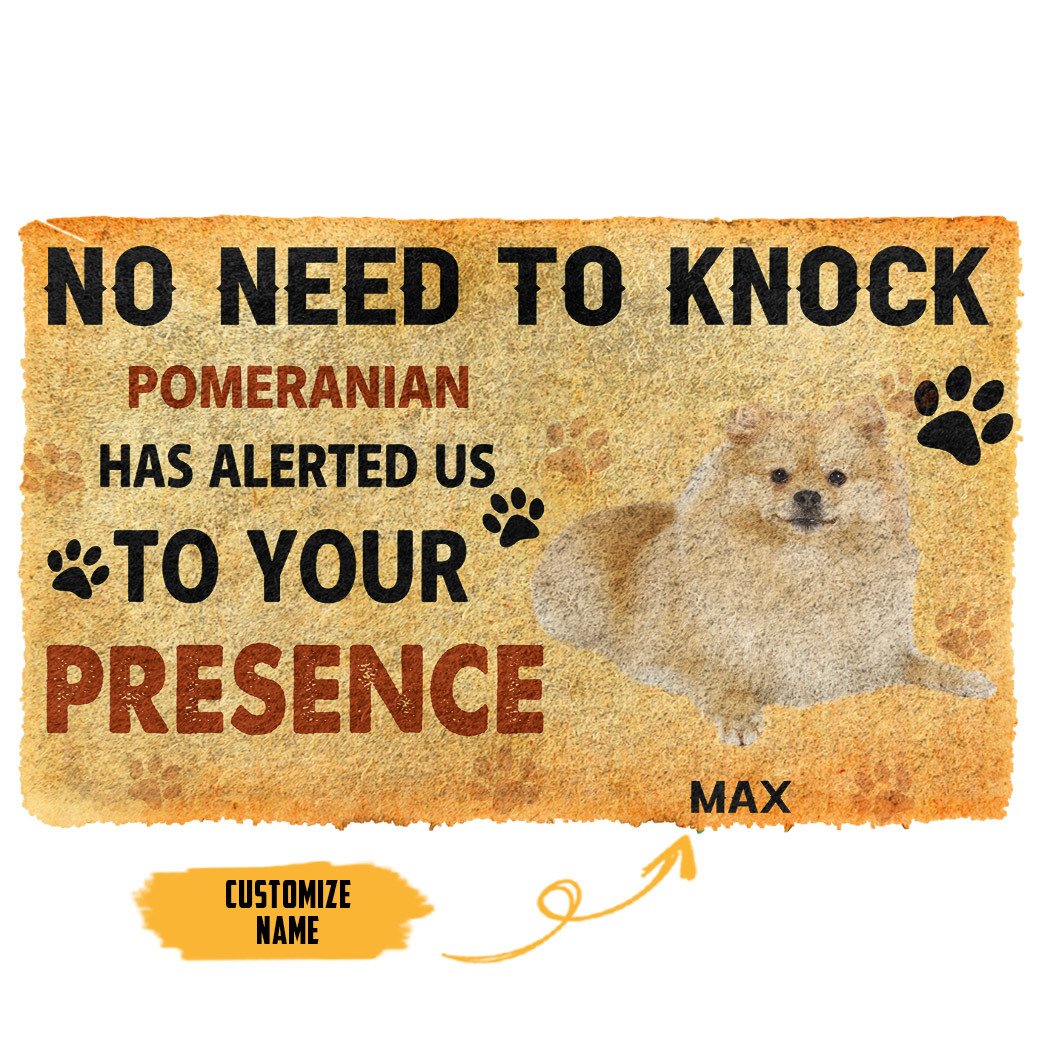 3D No Need To Knock Pomeranian Dog Custom Name Doormat