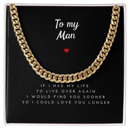 Boyfriend and Husband Necklace - To Love You Longer Cuban Link Chain Necklace