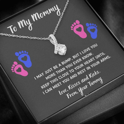 Baby Heart-Feet Alluring Beauty Necklace with Message Card and Gift Box Baby Feet Footprints Necklace for Expecting Mom XL015C
