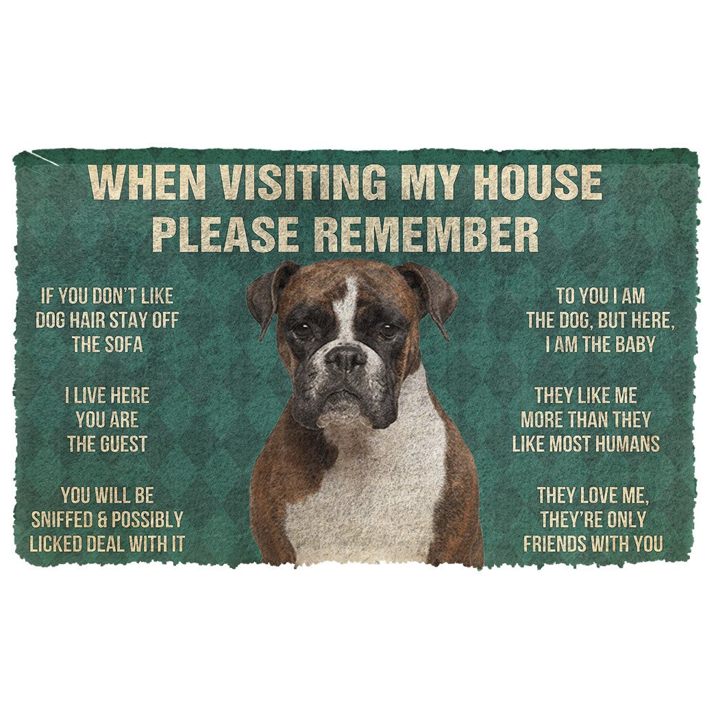 3D Please Remember Boxer Dog's House Rules Doormat