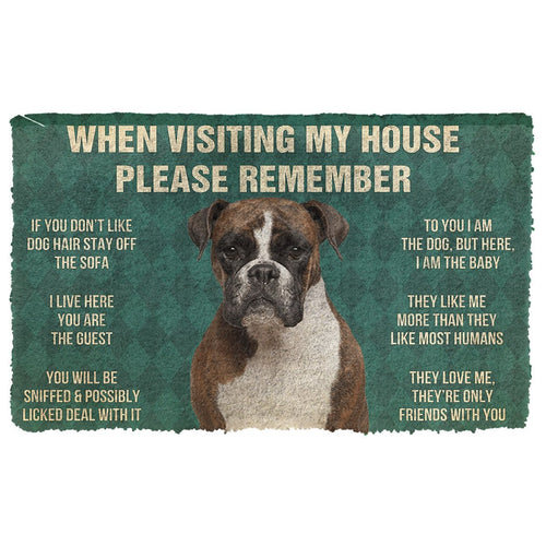 3D Please Remember Boxer Dog's House Rules Doormat