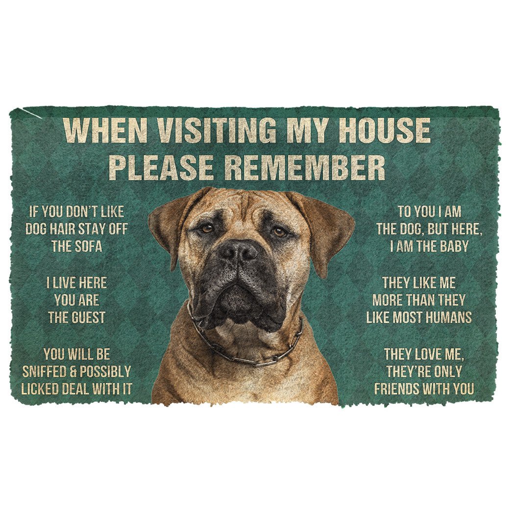 3D Please Remember Bullmastiff Dog's House Rules Doormat