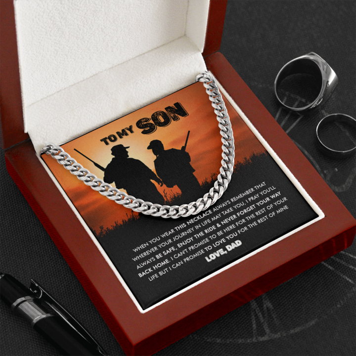 To My Son - Never Forget Your Way Back Home - Cuban Link Chain Necklace