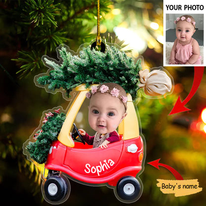 Baby Driving Car Ornament Christmas Pine Tree 2D