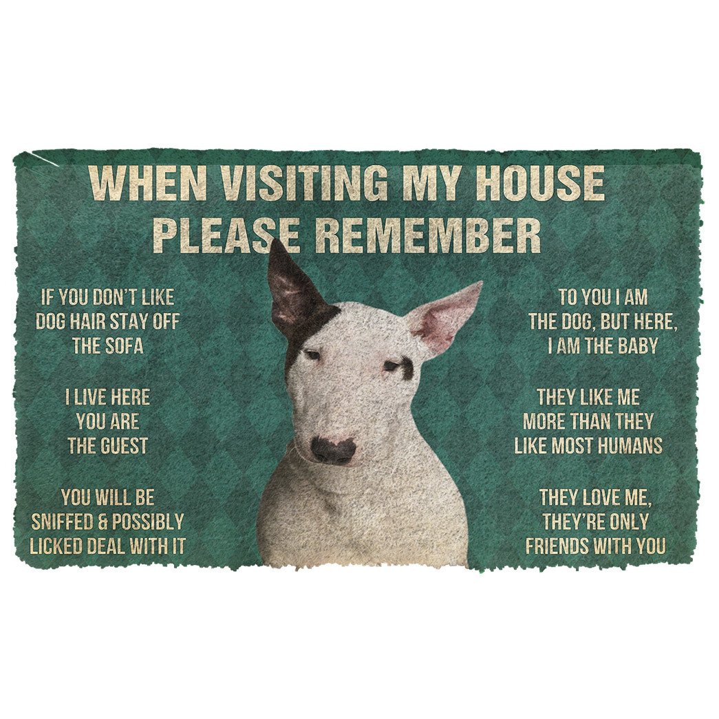 3D Please Remember Bull Terrier Dog's House Rules Doormat
