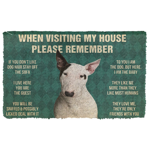 3D Please Remember Bull Terrier Dog's House Rules Doormat