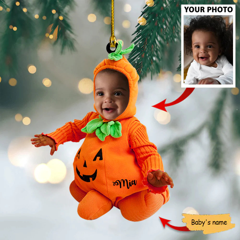 Baby Pumpkin Costum Ornament - Custom Name and Baby