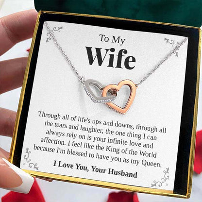 Interlocking Hearts Necklace- I Choose You, Feel The Love, Touch Of Your Love, Gift For Wife, For Birthday, Christmas, Mother's Day