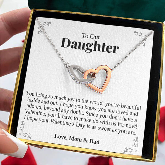 Interlocking Hearts Necklace- To Our Daughter As Sweet As You Are Gift For Daughter For Birthday Mother's