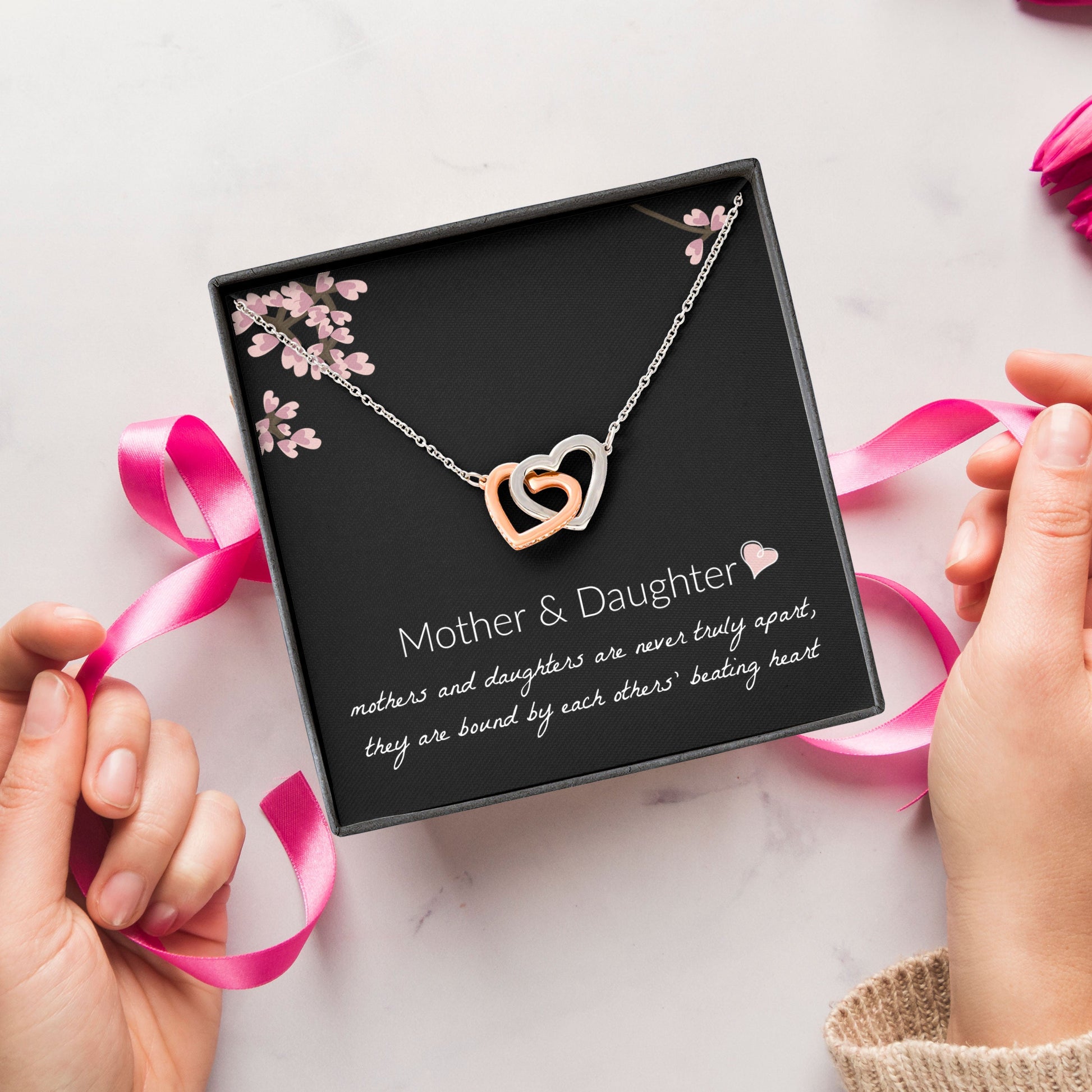 Mother and Daughter Necklace - Mother and Daughter Are Never Truly Apart, Gift for Mother and Daughter Interlocking Hearts Necklace - XL051Y