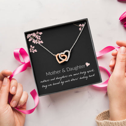 Mother and Daughter Necklace - Mother and Daughter Are Never Truly Apart, Gift for Mother and Daughter Interlocking Hearts Necklace - XL051Y