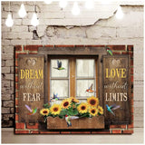 Hummingbird Premium Wall Art Canvas - Dream without Fear Love Without Limits Premium Canvas