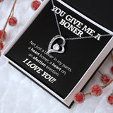 Girlfriend Wife Necklace Gift - You Give Me A Boner - Funny Valentines Day Gift I Love You Forever Love Necklace, Valentine Gift for Her