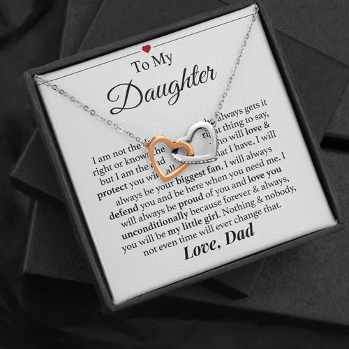 Necklace To Daughter from Dad - You Will Be My Little Girl, Gift for Birthday, Necklace for Daughter, Interlocking Hearts Necklace