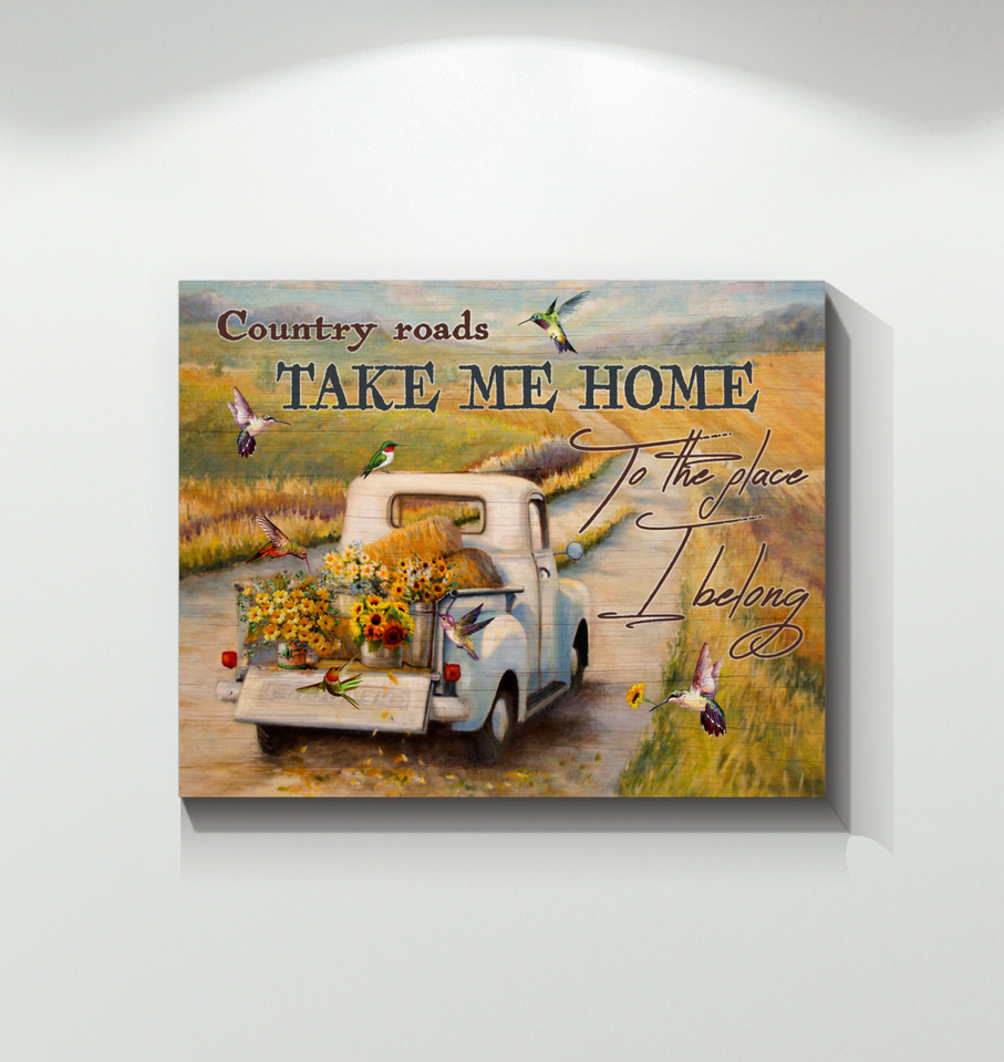 Hummingbird Premium Wall Art Canvas - Country Roads Take Me Home Premium Canvas