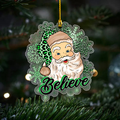 Christmas Leopard Hat Santa Believe Ornament