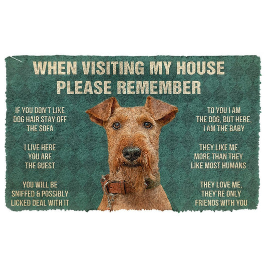 3D Please Remember Airedale Terrier Dogs House Rules Custom Doormat