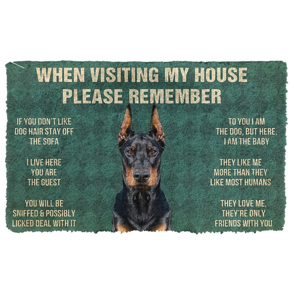 3D Please Remember Doberman Pinscher Dogs House Rules Doormat