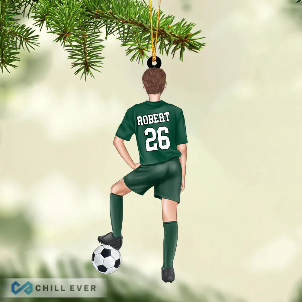 Personalized Soccer Player Christmas Ornament - Custom Shape Ornament