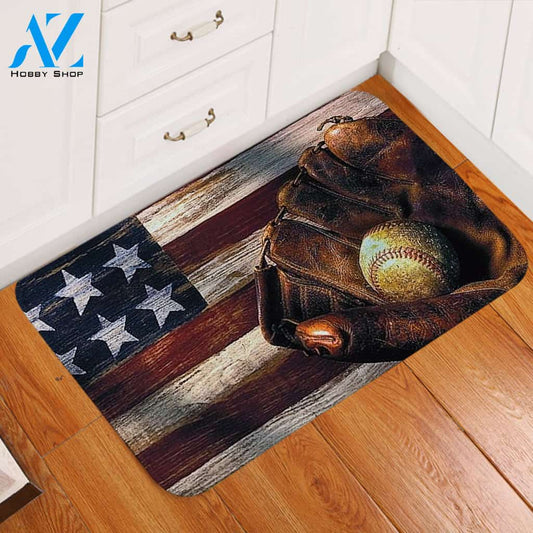 3D American Baseball Kits Door Mat
