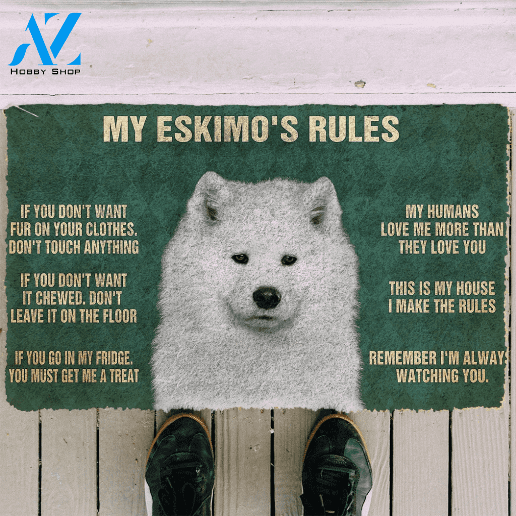 3D American Eskimo's Rules Doormat