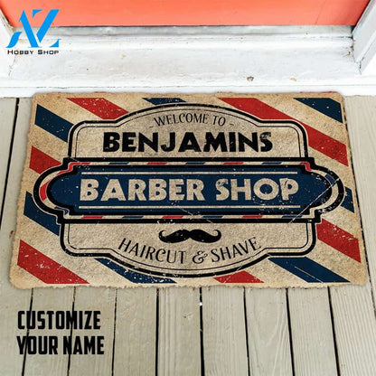 3D Barber Shop Custom Name Doormat | Welcome Mat | House Warming Gift