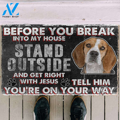 3D Beagle Before You Break Into My House Custom Doormat | Welcome Mat | House Warming Gift