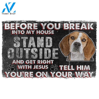 3D Beagle Before You Break Into My House Custom Doormat | Welcome Mat | House Warming Gift