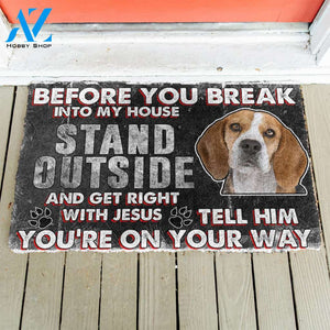 3D Beagle Before You Break Into My House Custom Doormat | Welcome Mat | House Warming Gift