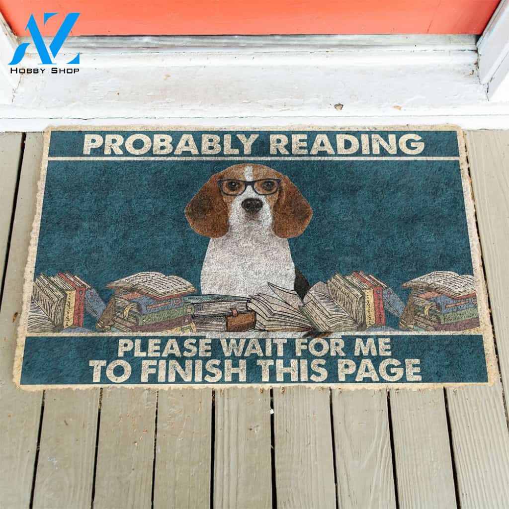 3D Beagle Probably Reading Please Wait Custom Doormat | Welcome Mat | House Warming Gift