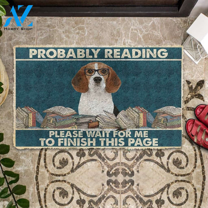 3D Beagle Probably Reading Please Wait Custom Doormat | Welcome Mat | House Warming Gift