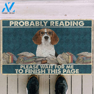 3D Beagle Probably Reading Please Wait Custom Doormat | Welcome Mat | House Warming Gift