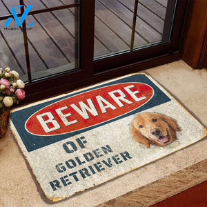 3D Beware Of Golden Retriever Custom Doormat | Welcome Mat | House Warming Gift