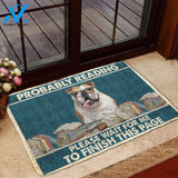 3D Bulldog Probably Reading Please Wait Custom Doormat | Welcome Mat | House Warming Gift
