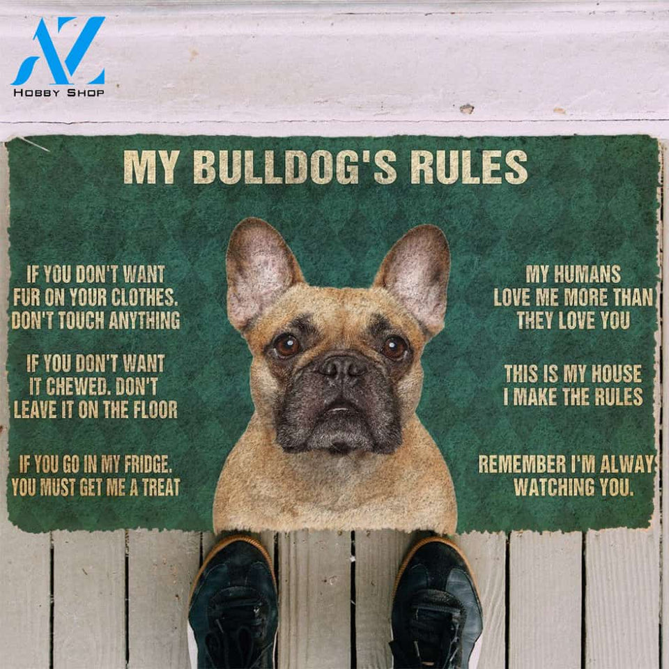 3D Bulldog's Rules Doormat | Welcome Mat | House Warming Gift