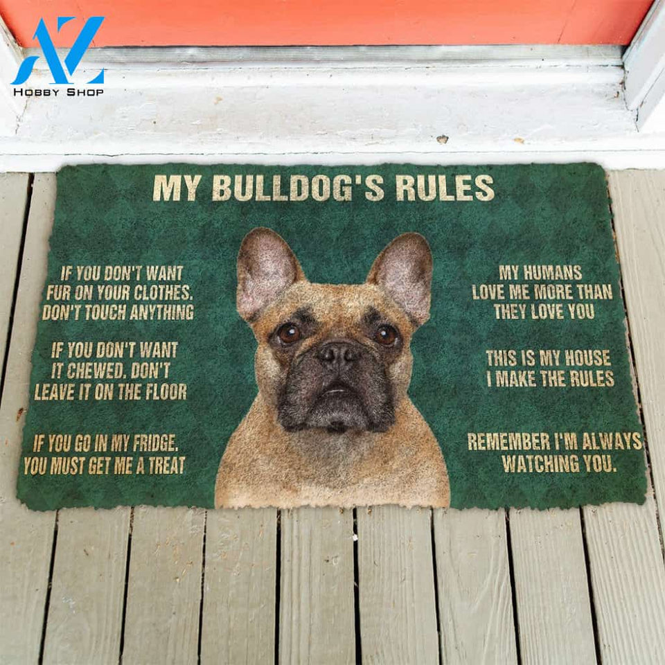 3D Bulldog's Rules Doormat | Welcome Mat | House Warming Gift