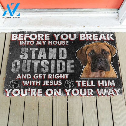 3D Bullmastiff Before You Break Into My House Custom Doormat | Welcome Mat | House Warming Gift