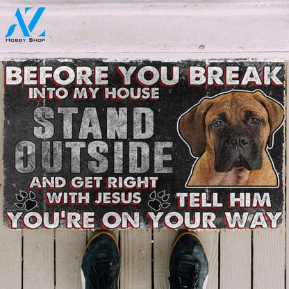 3D Bullmastiff Before You Break Into My House Custom Doormat | Welcome Mat | House Warming Gift