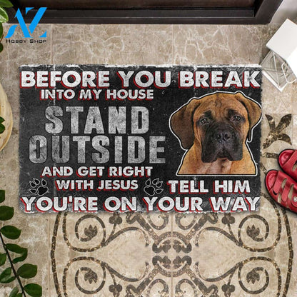3D Bullmastiff Before You Break Into My House Custom Doormat | Welcome Mat | House Warming Gift