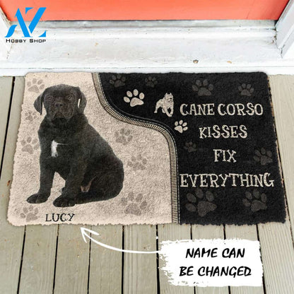 3D Cane Corso Kisses Fix Anything Custom Name Doormat | Welcome Mat | House Warming Gift