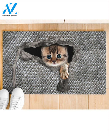 3D Cat Inside Funny Doormat, Gift For Cat Lovers, Gift For Friend Family Birthday Gift Decor Warm House Gift Welcome Mat