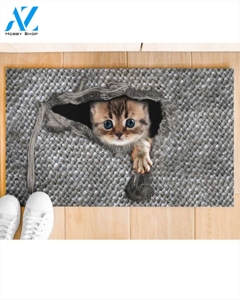 3D Cat Inside Funny Doormat, Gift For Cat Lovers, Gift For Friend Family Birthday Gift Decor Warm House Gift Welcome Mat