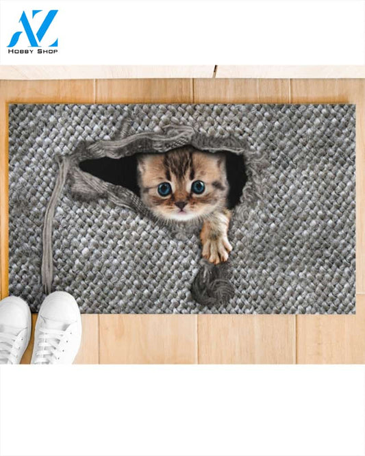 3D Cat Inside Funny Doormat, Gift For Cat Lovers, Gift For Friend Family Birthday Gift Decor Warm House Gift Welcome Mat