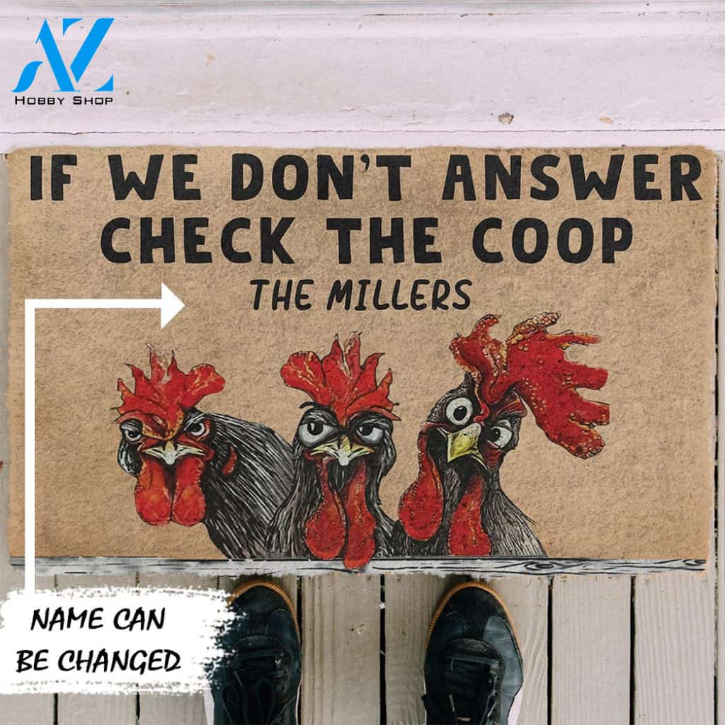 3D Check The Chicken Coop Custom Name Doormat | Welcome Mat | House Warming Gift