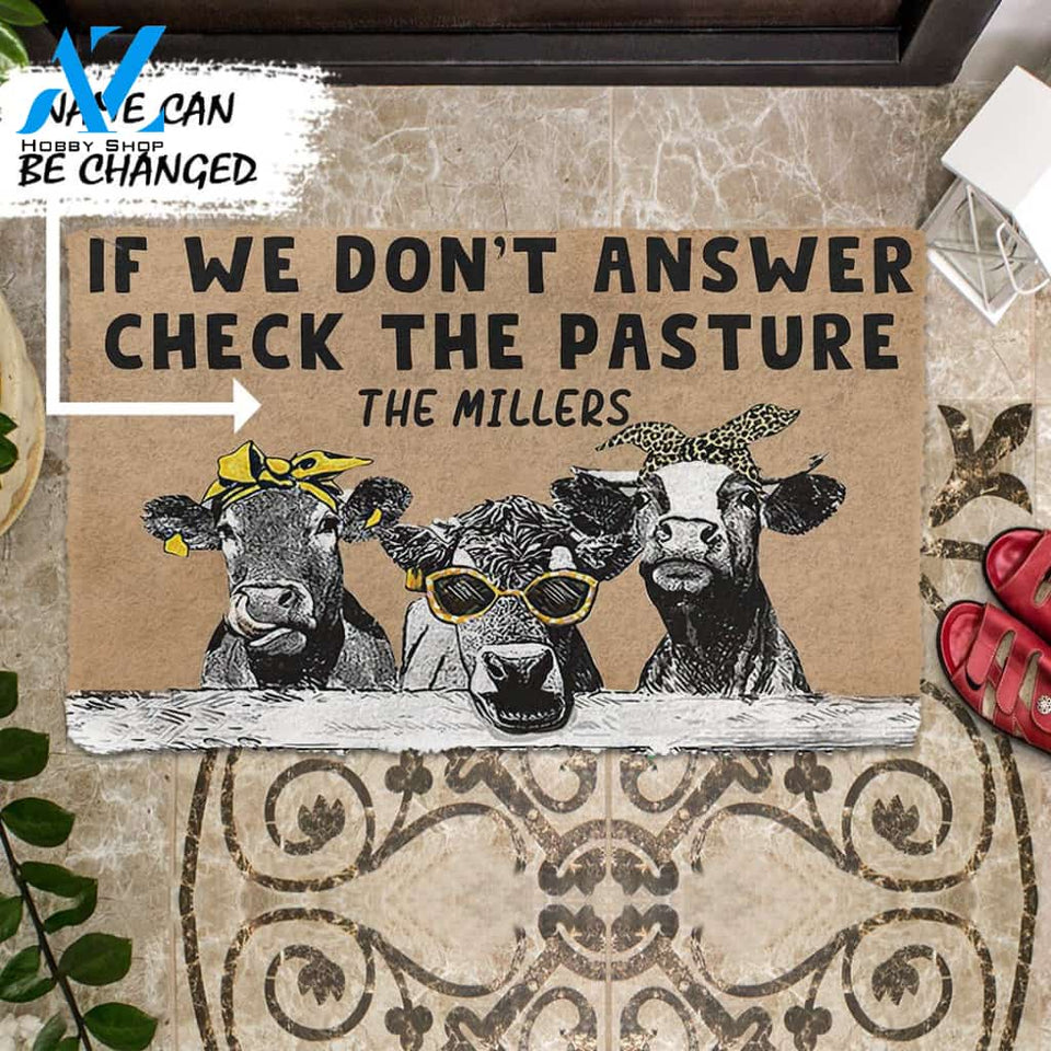 3D Check The Cow Pasture Custom Name Doormat | Welcome Mat | House Warming Gift