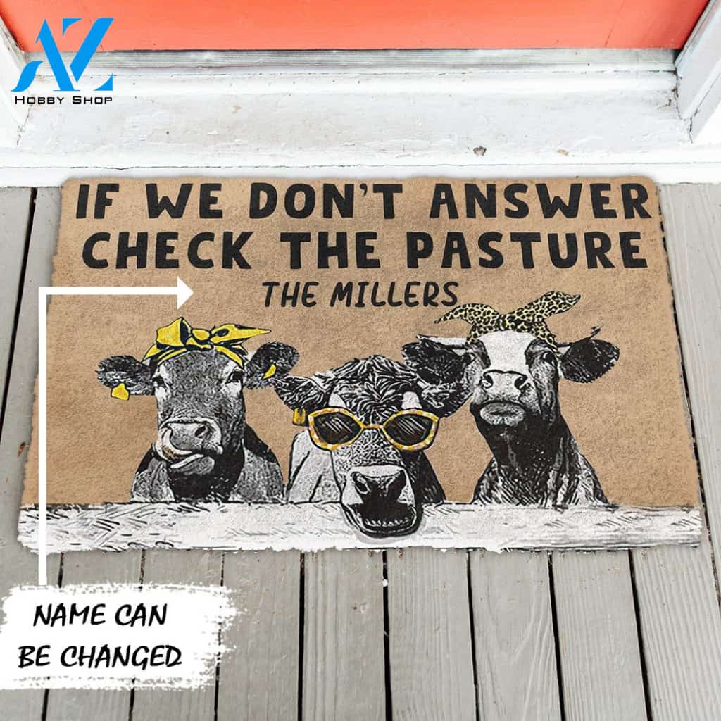 3D Check The Cow Pasture Custom Name Doormat | Welcome Mat | House Warming Gift
