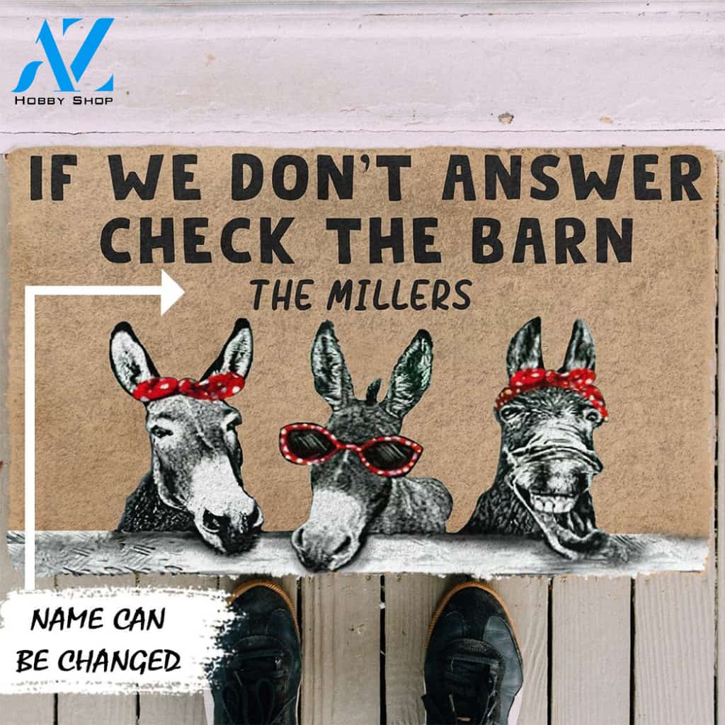 3D Check The Donkey Barn Custom Name Doormat | Welcome Mat | House Warming Gift