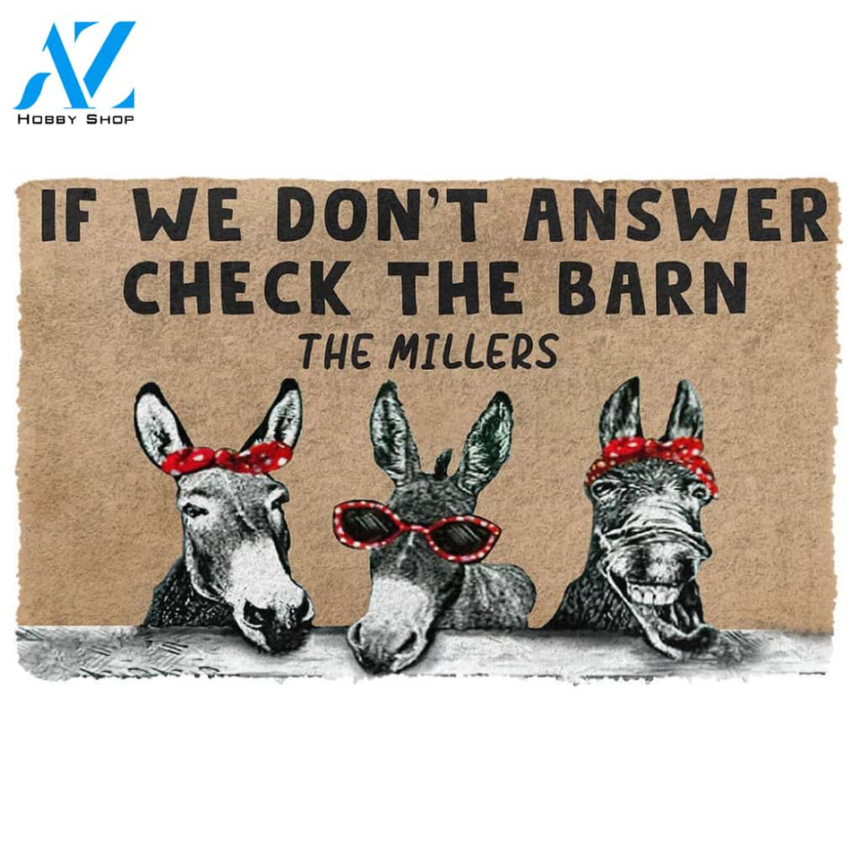 3D Check The Donkey Barn Custom Name Doormat | Welcome Mat | House Warming Gift