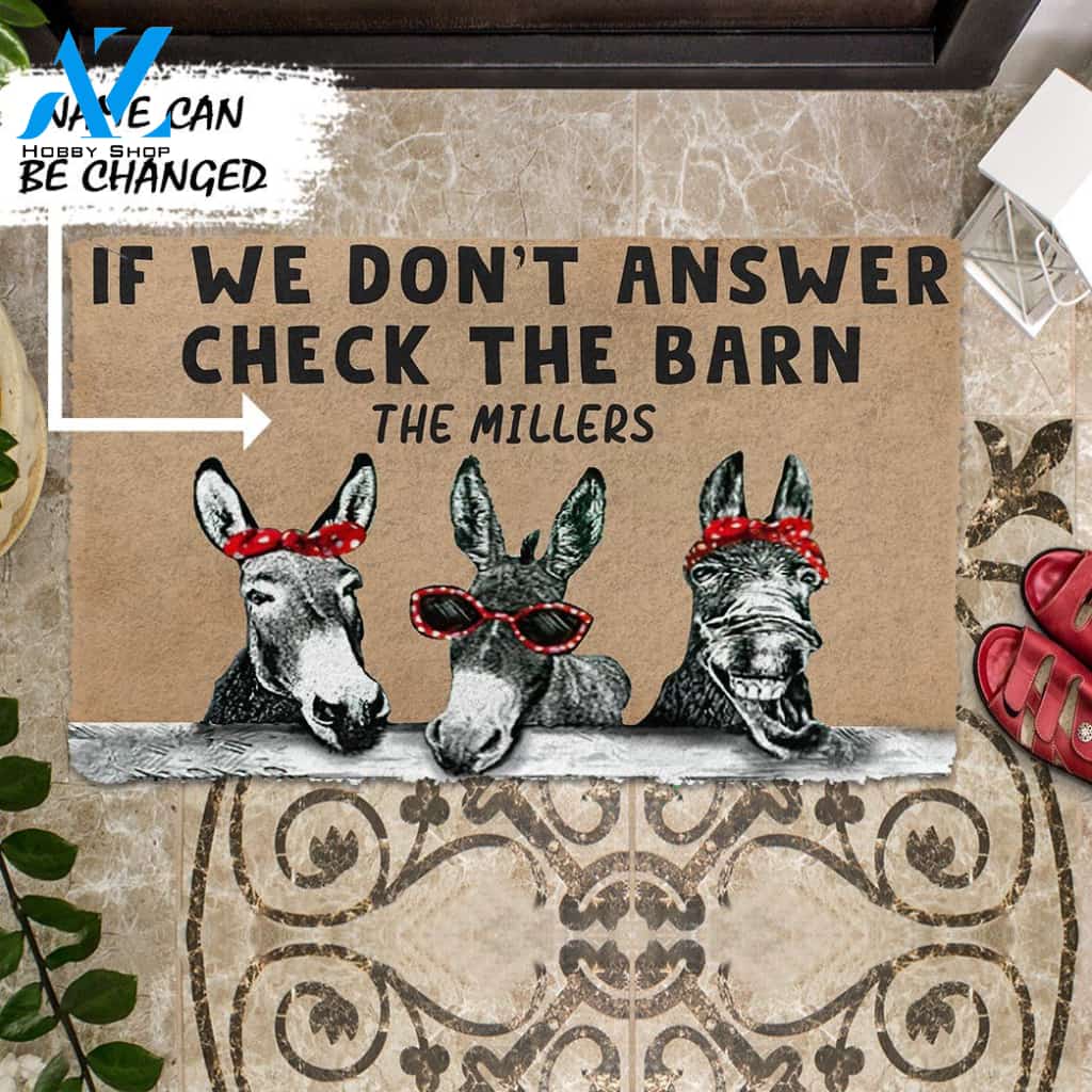 3D Check The Donkey Barn Custom Name Doormat | Welcome Mat | House Warming Gift